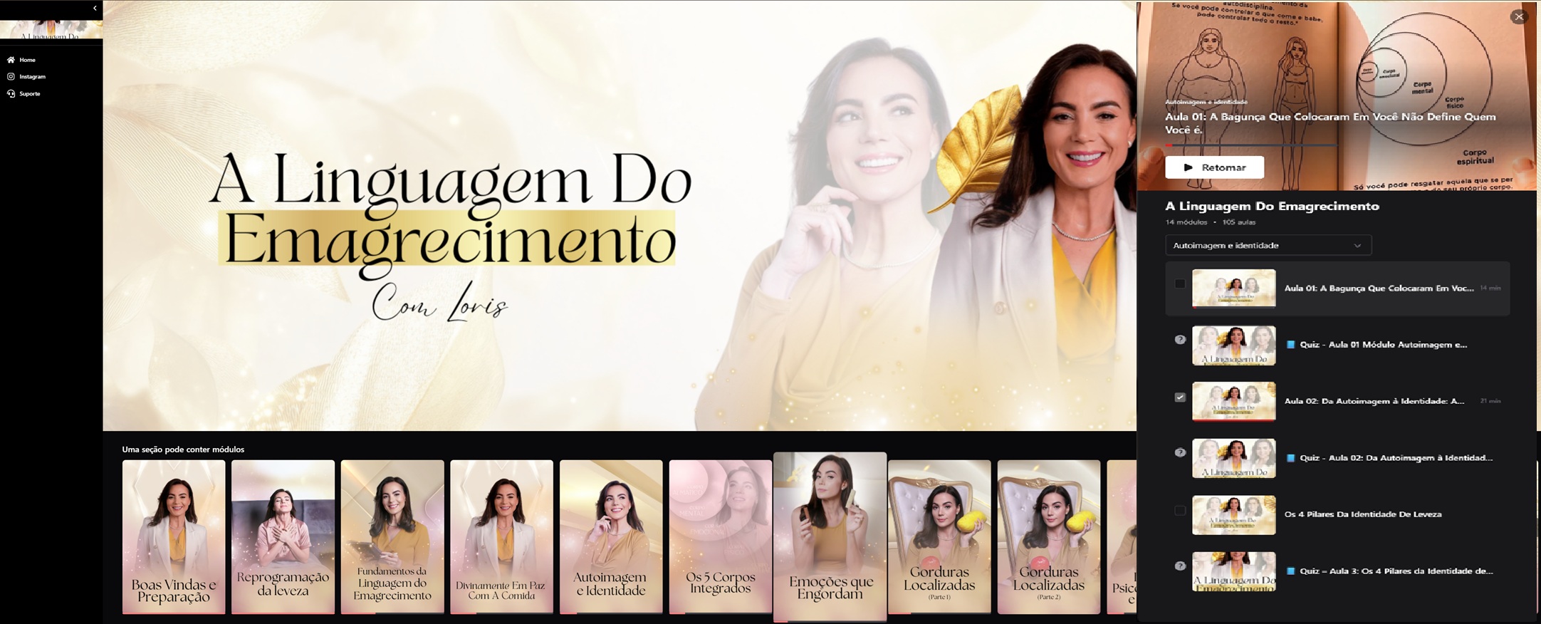 Plataforma Linguagem do Emagrecimento estilo Netflix